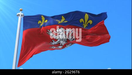 Drapeau de la ville de Lyon, France. rendu 3d Banque D'Images
