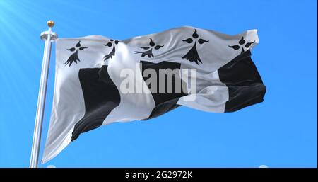 Drapeau de la ville de Rennes, France. rendu 3d Banque D'Images