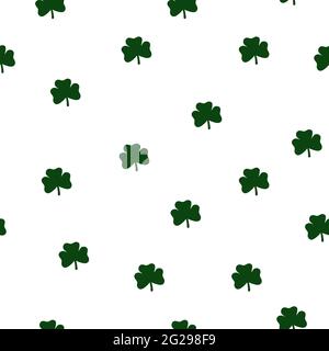 Motif fleuri sans couture. Trèfle isolé sur fond blanc. Symbole de bonne chance, succès, argent, Saint Patrick. Illustration vectorielle pour le commerce Illustration de Vecteur