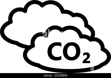 ICÔNE NUAGE DE CO 2. Contour en gras avec largeur de contour modifiable. Illustration vectorielle. Illustration de Vecteur