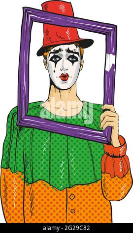 Pop art sad mime vecteur icône isolée sur blanc Illustration de Vecteur