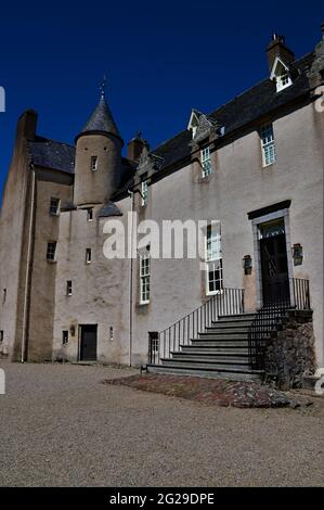 Vue extérieure du château historique de Drum dans la région de Royal Deeside en Écosse. Banque D'Images