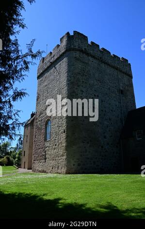 Vue extérieure du château historique de Drum dans la région de Royal Deeside en Écosse. Banque D'Images