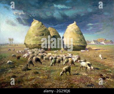 Haystacks: Automne par Jean-François Millet (1814-1875), huile sur toile, c.1874 Banque D'Images