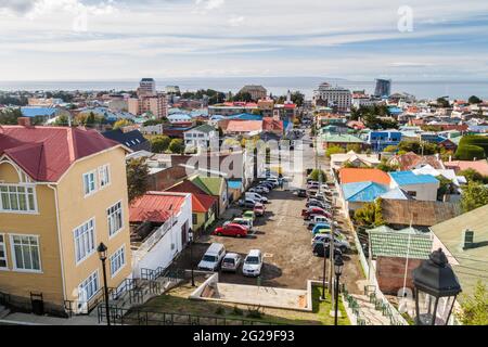 Vue aérienne de Punta Arenas, Chili Banque D'Images