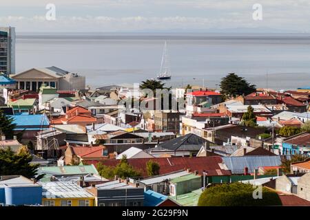 Vue aérienne de Punta Arenas, Chili Banque D'Images