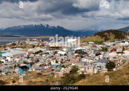 Vue aérienne d'Ushuaia, Argentine Banque D'Images