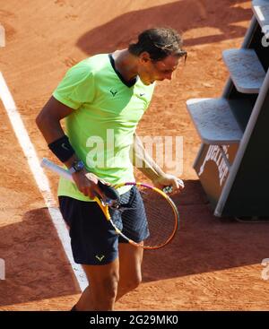 Paris, FRA. 09e juin 2021. Paris, Roland Garros, French Open Day 11 09/06/2021 Rafa Nadal (ESP) remporte le quart de finale du match Credit: Roger Parker/Alay Live News Banque D'Images