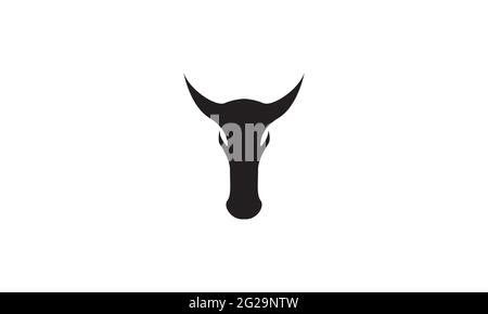 silhouette moderne tête crâne vache logo vecteur icône illustration design Illustration de Vecteur