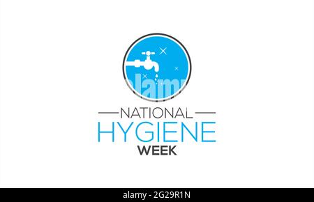 Concept de sensibilisation à la semaine nationale de l'hygiène observé chaque mois de juillet. Modèle de semaine de l'hygiène pour les antécédents, les bannières, les affiches et la campagne de sensibilisation aux cartes. Illustration de Vecteur