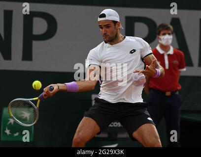 Paris, FRA. 09e juin 2021. Paris, Roland Garros, French Open Day 11 09/06/2021 Matteo BerretinI (ITA) quart de finale contre crédit: Roger Parker/Alay Live News Banque D'Images