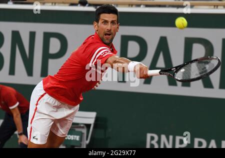 Paris, FRA. 09e juin 2021. Paris, Roland Garros, French Open Day 11 09/06/2021 Novak Djokovic (SRB quart de finale match Credit: Roger Parker/Alay Live News Banque D'Images