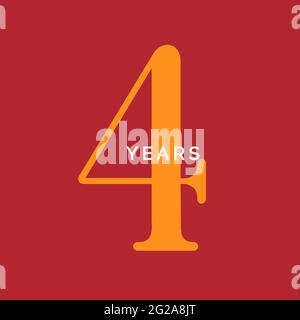 Symbole quatre ans. Emblème du quatrième anniversaire. Signe anniversaire, concept du logo numéro 4, modèle d'affiche vintage, illustration vectorielle Illustration de Vecteur