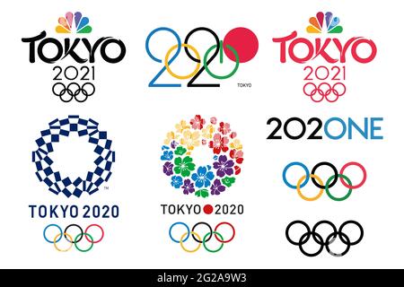 Ensemble de logos Jeux Olympiques 2021. Illustration de Vecteur