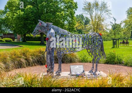 War Horse Memorial à Abbey Park, Pershore, Worcestershire, Angleterre. Banque D'Images