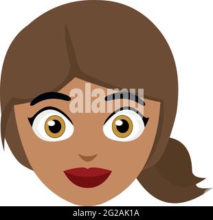 Illustration vectorielle d'une émoticône du visage d'une femme brune Illustration de Vecteur