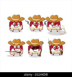 Un joli chapeau de cowboy est un personnage de dessin animé avec gâteau à la cerise. Illustration vectorielle Illustration de Vecteur