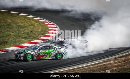 Oschersleben, Allemagne, 31 août 2019: Pilote de course polonais Michal Rzoska pilotant le Toyota GT86 pendant la Drift Kings Europe Round 6 Allemagne Banque D'Images