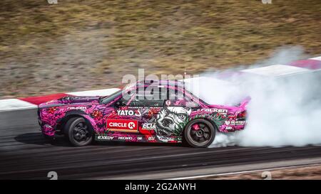 Oschersleben, Allemagne, 31 août 2019 : Karolina Pilarczyk pilotant la Nissan Silvia S14 Supercharged LSX 376 lors de la Drift Kings Europe Round 6 Banque D'Images