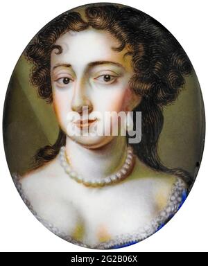 Mary Stuart (1662-1694) (Marie II d'Angleterre), reine d'Angleterre, Écosse et Irlande, portrait miniature par cercle de Charles Boit d'après Willem Wissing, 1689-1727 Banque D'Images