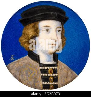 Edward IV d'Angleterre (1442-1483) Roi d'Angleterre (1461-1470 et 1471-1483), portrait miniature, 1732 Banque D'Images