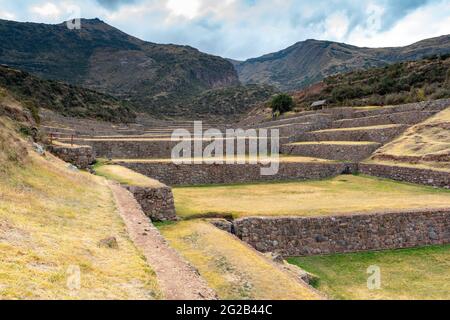 Site archéologique de Tipon près de Cusco, Pérou Banque D'Images