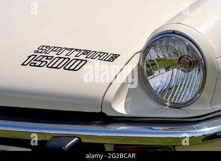 Triumph Spitfire 1500 car, produit entre 1973 et 1980, détail d'insigne Banque D'Images