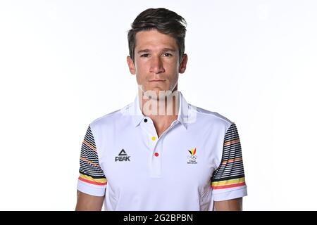 Le Belge Thomas Van Der Plaetsen pose lors d'une séance de photos pour le Comité olympique belge BOIC - COIB avant les Jeux Olympiques de Tokyo en 2020, à Brus Banque D'Images