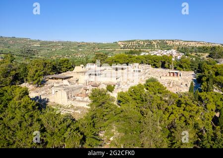 Vue aérienne des ruines de Knossos en Crète, Grèce Banque D'Images