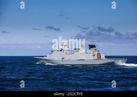 HDMS Iver Huitfeldt (F361) frégate de défense aérienne de classe Iver Huitfeldt dans la Marine royale danoise, Banque D'Images