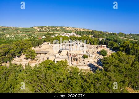 Vue aérienne des ruines de Knossos en Crète, Grèce Banque D'Images