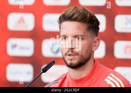 Les Dries Mertens de Belgique photographiés lors d'une conférence de presse de l'équipe nationale belge de football Red Devils, à Tubize, le jeudi 10 juin 2021. L'équipe Banque D'Images