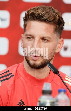 Les Dries Mertens de Belgique photographiés lors d'une conférence de presse de l'équipe nationale belge de football Red Devils, à Tubize, le jeudi 10 juin 2021. L'équipe Banque D'Images