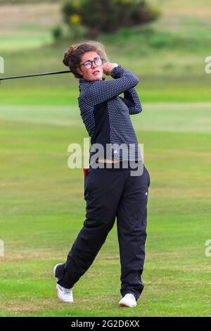 Troon, Royaume-Uni. 10 juin 2021. EMILY TOY de l'Angleterre jouant à Barassie Links, Troon pendant la compétition de match de la R et D'UN sponsorisé Championnat amateur de Womens crédit: Findlay/Alay Live News Banque D'Images