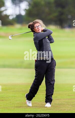 Troon, Royaume-Uni. 10 juin 2021. EMILY TOY de l'Angleterre jouant à Barassie Links, Troon pendant la compétition de match de la R et D'UN sponsorisé Championnat amateur de Womens crédit: Findlay/Alay Live News Banque D'Images