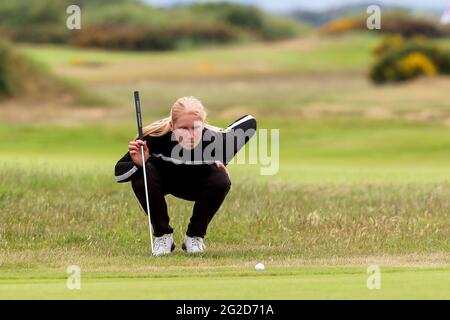 Troon, Royaume-Uni. 10 juin 2021. JOHANNA LEA LUOVIKSDOTTIR d'Islande jouant aux Barassie Links, Troon pendant la compétition de match du R et D'UN Championnat amateur de Womens sponsorisé. Crédit : Findlay/Alay Live News Banque D'Images