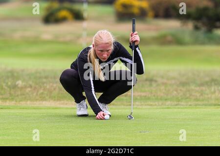 Troon, Royaume-Uni. 10 juin 2021. JOHANNA LEA LUOVIKSDOTTIR d'Islande jouant aux Barassie Links, Troon pendant la compétition de match du R et D'UN Championnat amateur de Womens sponsorisé. Crédit : Findlay/Alay Live News Banque D'Images