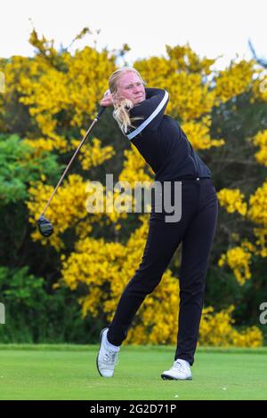 Troon, Royaume-Uni. 10 juin 2021. JOHANNA LEA LUOVIKSDOTTIR d'Islande jouant aux Barassie Links, Troon pendant la compétition de match de la R et UN Championnat amateur sponsorisé de Womens crédit: Findlay/Alay Live News Banque D'Images