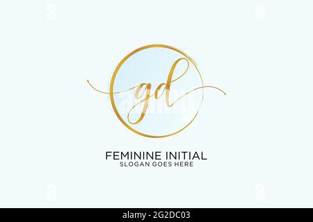 Logo original d'écriture GD avec modèle de cercle de signature vectorielle, mariage, mode, floral et botanique avec modèle créatif. Illustration de Vecteur