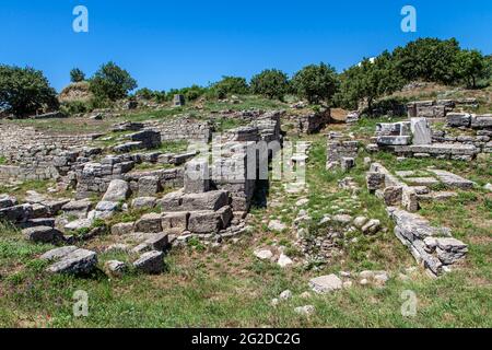 Les ruines de l'ancienne ville de Troy en Turquie. Banque D'Images