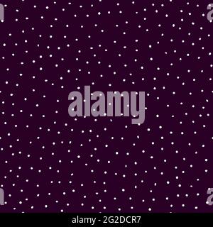 Motif hiver sans coutures. Flocons de neige blancs aléatoires sur fond de ciel violet foncé. Illustrations vectorielles de vacances pour fonds d'écran, affiches, papier d'emballage, Illustration de Vecteur