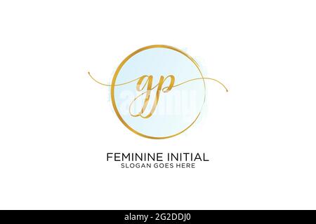 Logo d'écriture GP avec signature vectorielle de modèle de cercle, mariage, mode, floral et botanique avec modèle créatif. Illustration de Vecteur