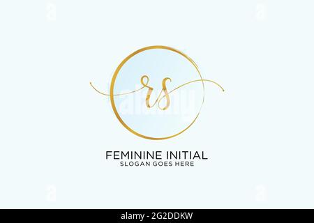 Logo RS de l'écriture manuscrite avec signature vectorielle de modèle circulaire, mariage, mode, floral et botanique avec modèle créatif. Illustration de Vecteur