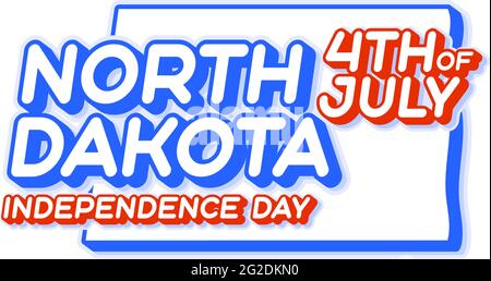 etat du dakota du nord le 4 juillet jour de l'indépendance avec carte et USA couleur nationale forme 3D de l'Etat américain Vector Illustration Illustration de Vecteur