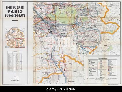 Plan du Sud de Paris, carte de Paris, carte de Paris, carte ancienne de Paris, carte rétro de Paris, carte ancienne de Paris, carte ancienne de Paris, cartes de Paris, carte de France Banque D'Images