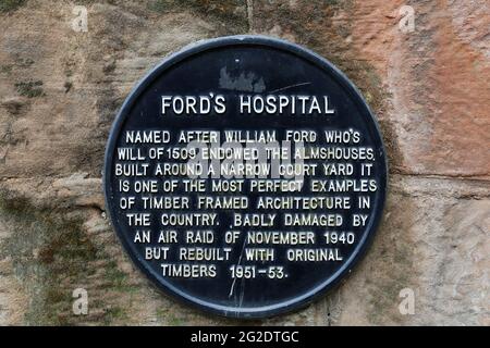 Ford's Hospital Almshres (alias Gray Friars Hospital), Greyfriars Lane, Coventry, West Midlands, Angleterre, Grande-Bretagne, Royaume-Uni, Europe Banque D'Images