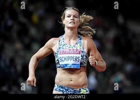 FLORENCE, ITALIE - JUIN 10: Dafne Schippers des pays-Bas en compétition dans le 200m féminin lors de la rencontre d'athlétisme de la Wanda Diamond League au Stadio Luigi Ridolfi le 10 juin 2021 à Florence, Italie (photo par Andrea Staccioli/Orange Pictures) Banque D'Images