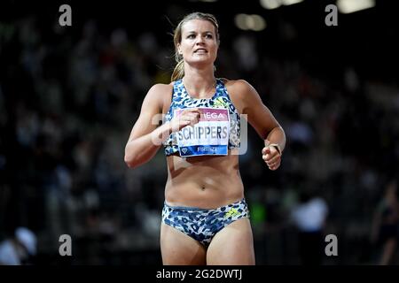 FLORENCE, ITALIE - JUIN 10: Dafne Schippers des pays-Bas en compétition dans le 200m féminin lors de la rencontre d'athlétisme de la Wanda Diamond League au Stadio Luigi Ridolfi le 10 juin 2021 à Florence, Italie (photo par Andrea Staccioli/Orange Pictures) Banque D'Images