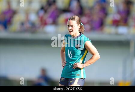 Stade Horsens, Horsens, Danemark. 10 juin 2021. Hayley Raso en Australie pendant le Danemark contre l'Australie sur le stade Horsens, Horsens, Danemark. Kim Price/CSM/Alamy Live News Banque D'Images