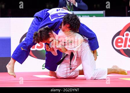 BUDAPEST, HONGRIE - JUIN 10 : Yoko Ono du Japon, Barbara Matic de Croatie pendant les Championnats du monde de judo Hongrie 2021 au Papp Laszlo Budapest Sports Arena le 10 juin 2021 à Budapest, Hongrie (photo de Yannick Verhoeven/Orange Pictures) Banque D'Images